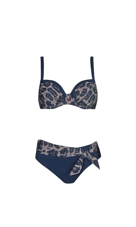 Opera Blue Animal Underwired Bikini-brownslingerie