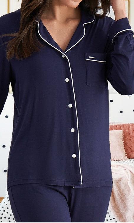 Pretty You Navy Pyjamas-brownslingerie
