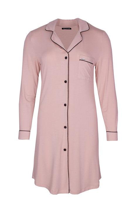 Pretty You Pink Long Sleeve Nightshirt-brownslingerie