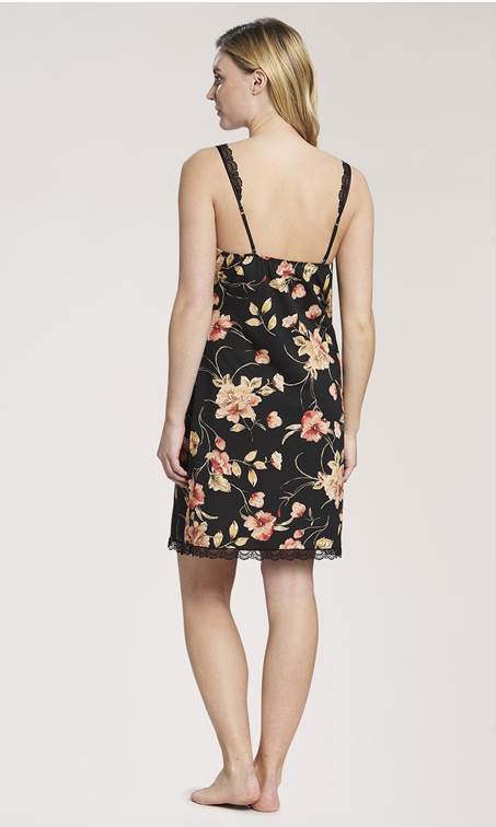 Rosch Chemise in Black Floral Print-brownslingerie