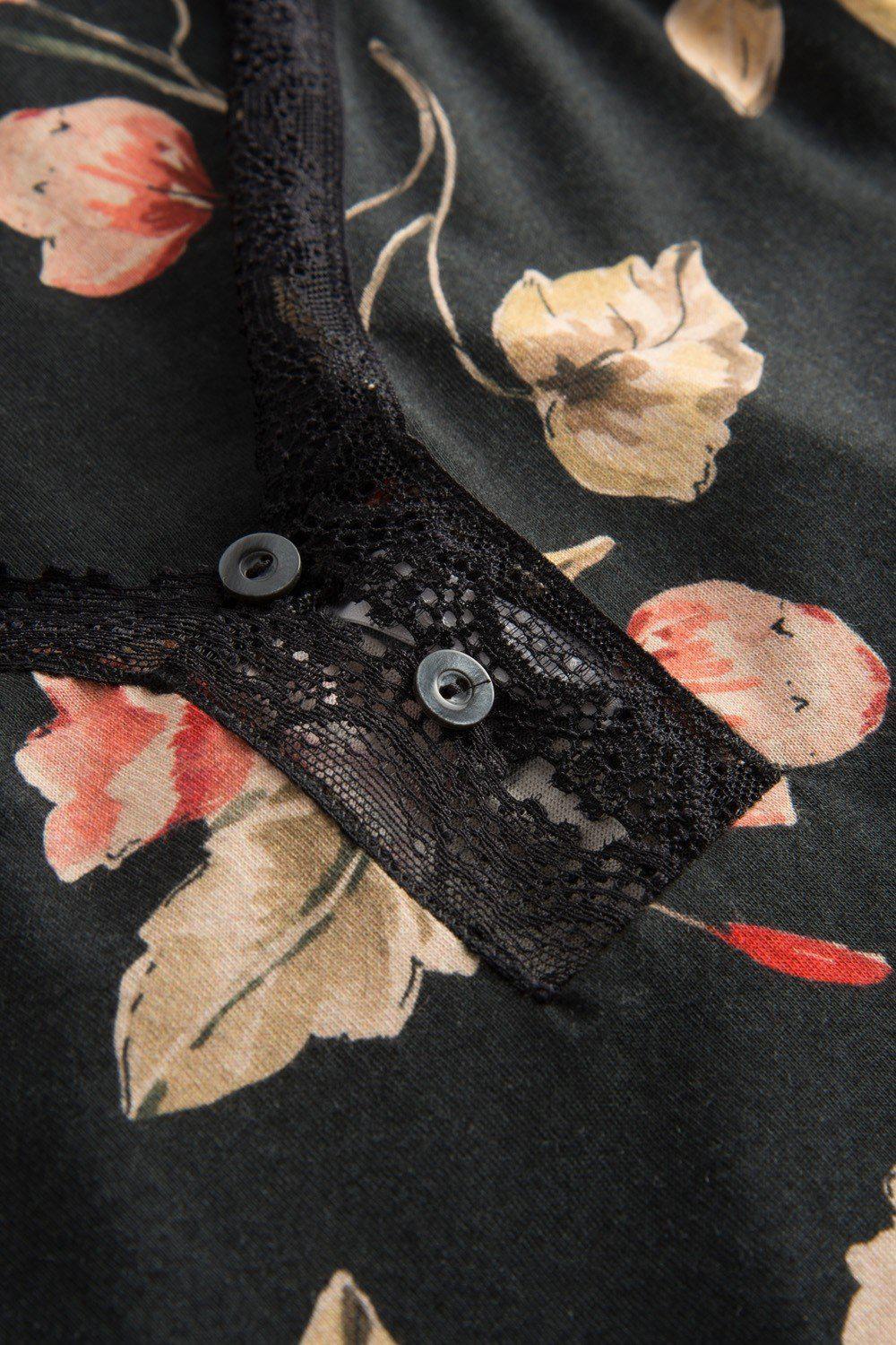Rosch Chemise in Black Floral Print-brownslingerie
