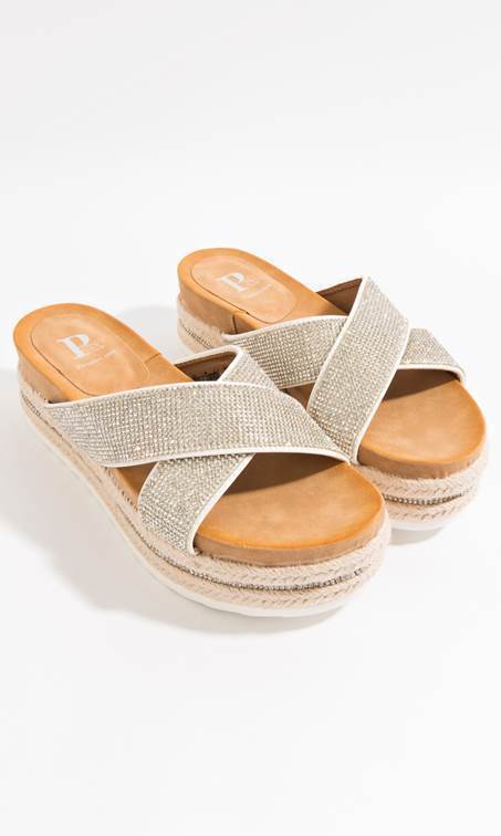 Sandals by Pia Rossini in Diamante silver-brownslingerie