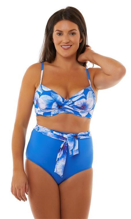 Seaspray Eleanor Blue Floral Deep Bikini Brief-brownslingerie