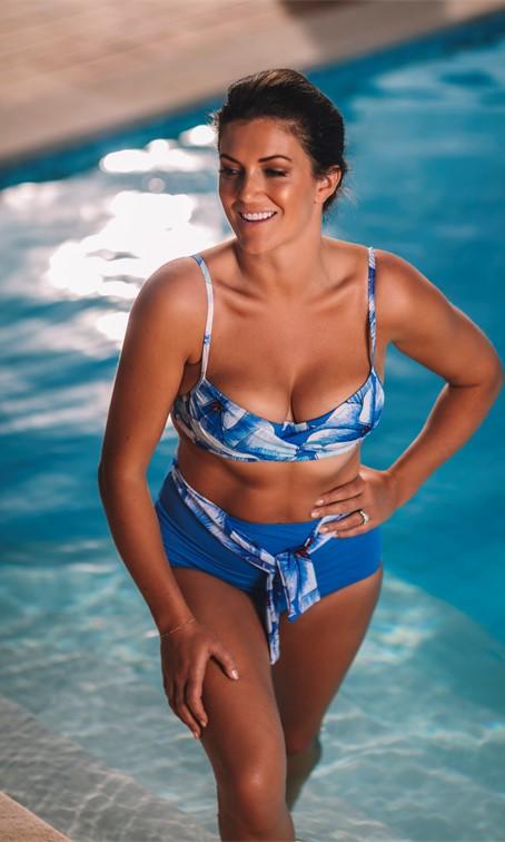 Seaspray Eleanor Blue Floral Deep Bikini Brief-brownslingerie