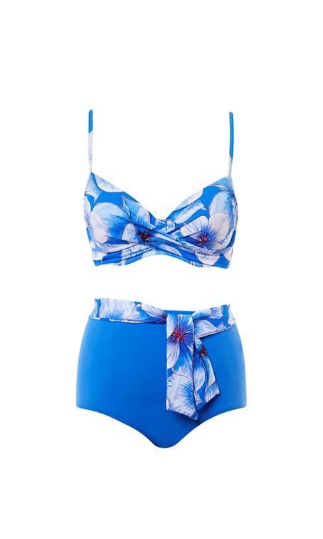 Seaspray Eleanor Blue Floral Deep Bikini Brief-brownslingerie