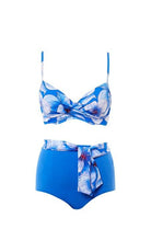 Seaspray Eleanor Blue Floral Deep Bikini Brief-brownslingerie